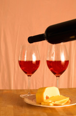 bottle of wine and glass on the table