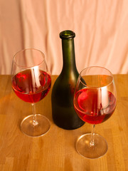 bottle of wine and glass on the table