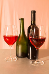 bottle of wine and glass on the table