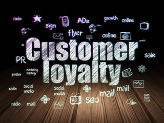 Advertising concept: Customer Loyalty in grunge dark room