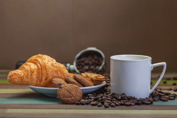 Cookies and beans background, food and drink concept