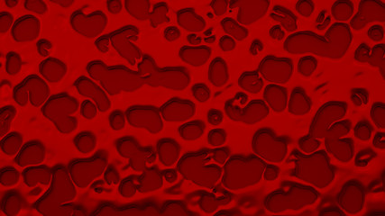 Red abstract, three-dimensional background with flowing fluid fl