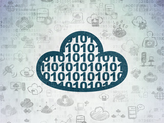 Cloud technology concept: Cloud With Code on Digital Data Paper background