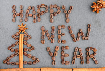 Christmas coffee. Background with coffee. Beautiful background of coffee.