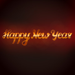 Happy New Year handwritten text on a red background, vector illu