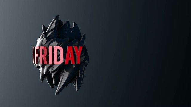 3d black friday noise abstract logo. Twisted growing up spheres. 3D render HD footage. Futuristic style elegant motion background for business presentations. Corrupted point sphere. Chaos aesthetics.