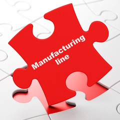 Manufacuring concept: Manufacturing Line on puzzle background