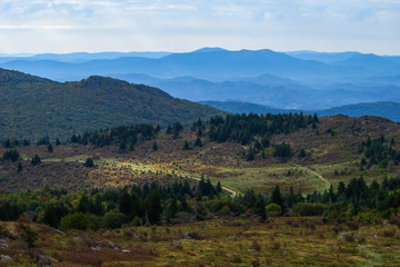 Fototapeta na wymiar Blue Ridge Mountains seen from Grayson Highlands, Virginia