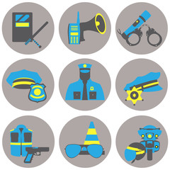Vector set collection icons of police equipment vector illustration