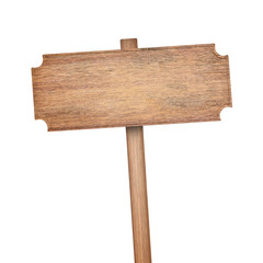 Wooden sign isolated on white
