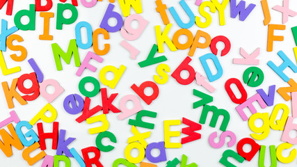 Magnetic alphabetic jumble on whiteboard