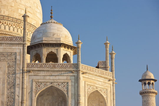 The Taj Mahal mausoleum western view detail, Uttar Pradesh