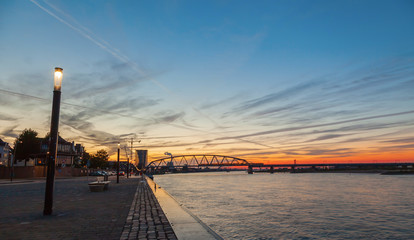 Cityscape with Wall bridge at sunset twilight, The Netherlands