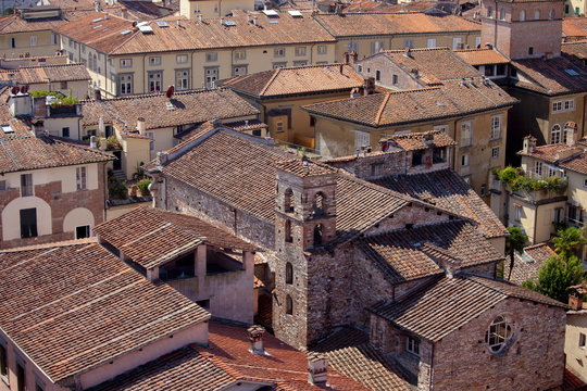 Rooftops and traditional architecture in Lucca