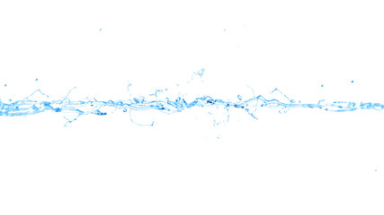 Isolated horizontal stream of water on a white background. Splas