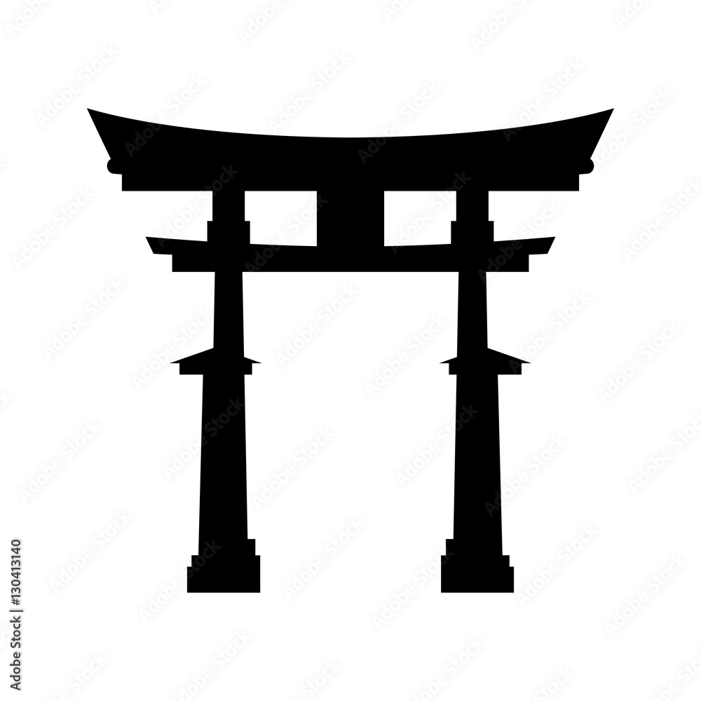 Sticker Japanese pagoda temple icon vector illustration graphic design