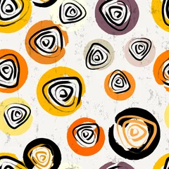 Rolgordijnen seamless background pattern, with circles, spirals, strokes and © Kirsten Hinte
