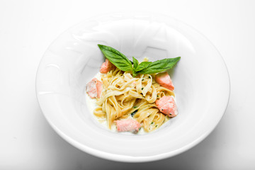 pasta with salmon and sauce