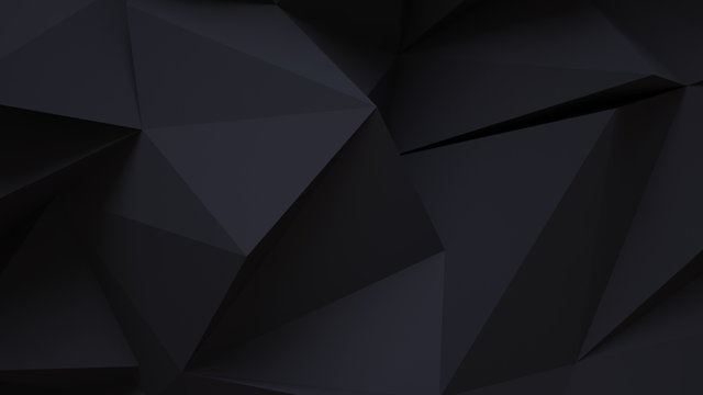 Black abstract background with triangular shapes. 3D illustratio © Pierell