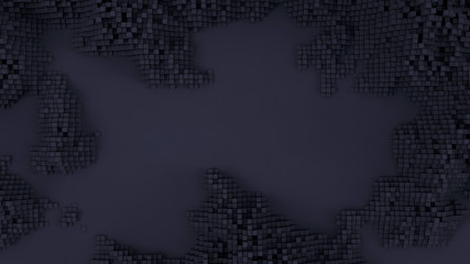 Black abstract background with cube shapes. 3d illustration, 3d