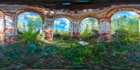 Papier Peint photo autocollant Rudnes 360 degree inside the ruined Church spherical panorama