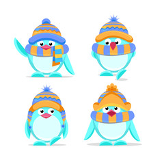 Cute hand drawn penguins set