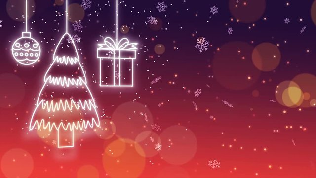 Glowing christmas decoration looping animation background