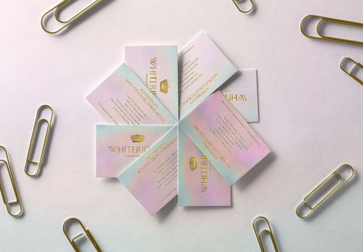 Fan of Luxury Business Cards with Gold Embossing Mockup 1