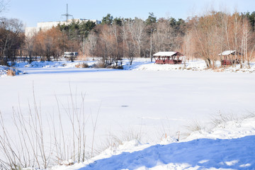 Alcove in the snowy park