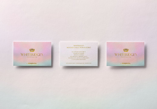 Three Luxury Business Cards with Gold Embossing Mockup 1