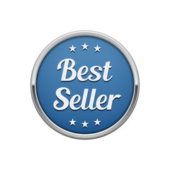 Silver blue best seller round badge 