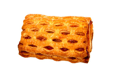 Homemade puff pastry with Apple jam  on a white background