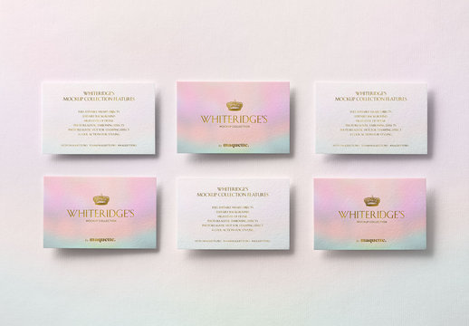 Six Luxury Business Cards with Gold Embossing Mockup 1