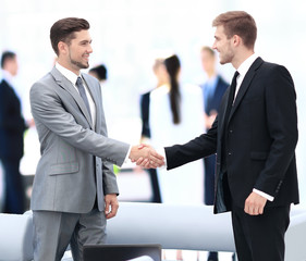 Business people shaking hands during a meeting