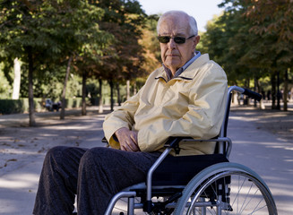 Elderly person, in a wheelchair