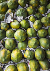 Fresh organic ripe papayas at a farmer's market in Kandy, Sri La
