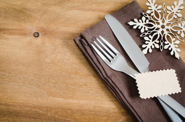 Winter Table Setting. Christmas Culinary Background.