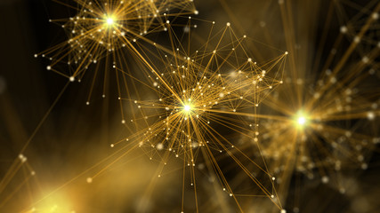 Obraz premium Abstract concept network, communication, social networking, connection. Golden tint.