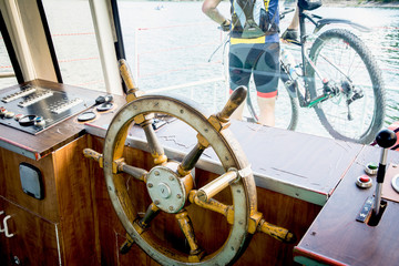 cyclist on a ferry