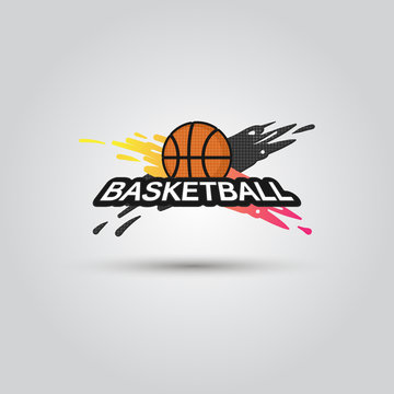 Ball symbol BasketBall Logo Badge. Sport emblem element