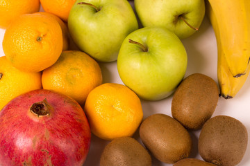 Fresh fruits on white background