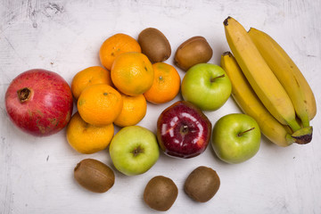 Fresh fruits on white background