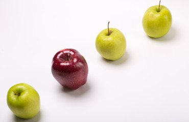Green and red apple isolated on white background