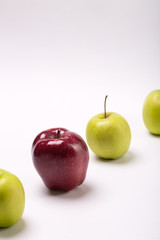 Green and red apple isolated on white background