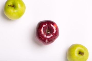 Green and red apple isolated on white background