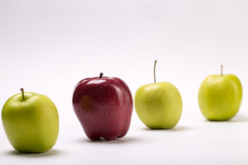 Green and red apple isolated on white background