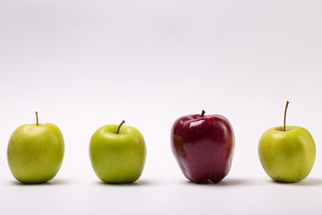 Green and red apple isolated on white background
