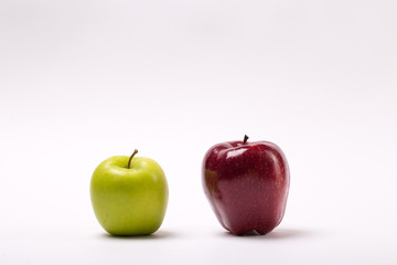 Green and red apple isolated on white background