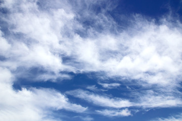 Beautiful white clouds with blue sky background