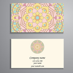 Business Card. Vintage decorative elements. Ornamental floral bu